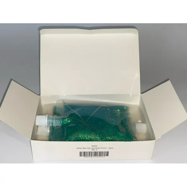 Box of 3 - Aqua Glitter Bae Hair & Body Glitter Gel Pouches
