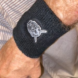 One pair of black Tokyo Five wristband sweatbands. One size fits all.