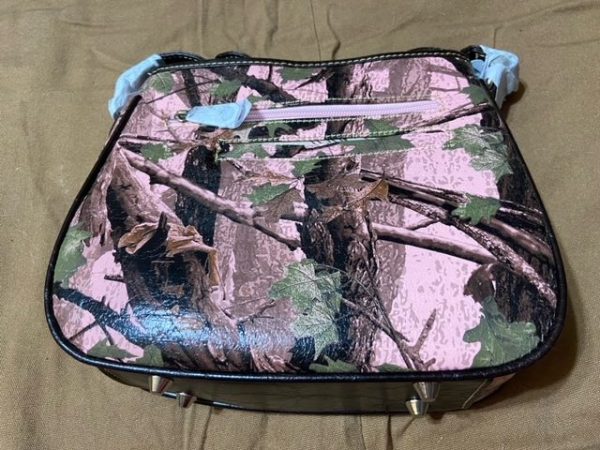 Mid-Sized Montana West Custom Pink Camouflage & Leather Purse with Stone & Chrome Inlays, Multi-Compartment