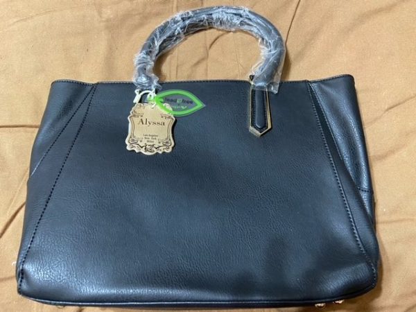 Alyssa brand large multi-compartment, multi-unit zippered purse - BLACK - with matching wallet, handbag and minipurse (vegan & lead free)